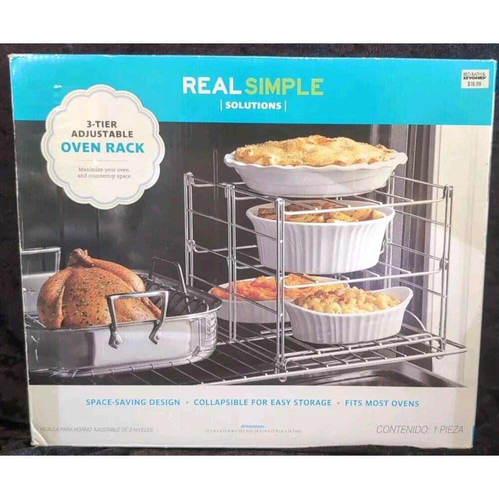 3-Tier Adjustable Oven Rack Collapsible New Thanksgiving More Oven Space (F71)
